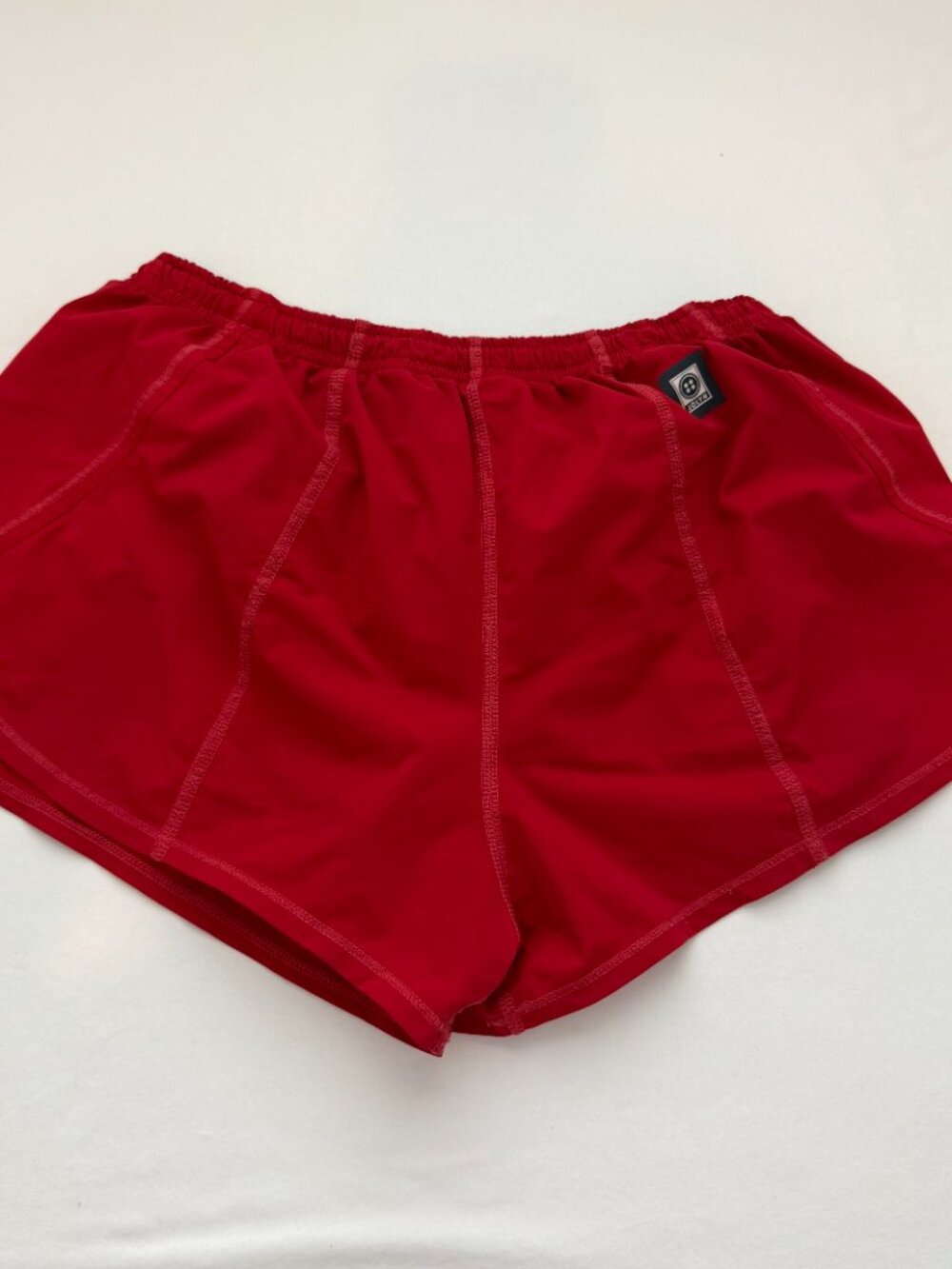 Jolyn Red Running Shorts Medium Athletic Track Gym Activewear Dolphin Hem - Picture 4 of 7